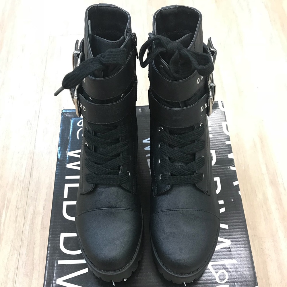 Black combat style boot